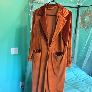Burnt orange/rust long velvet bohemian jacket